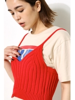 【AZUL by moussy】クロプドニットキャミプルオーバー/RED