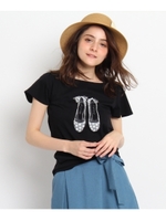 アニマル柄バレエシューズTシャツ/ブラック(019)