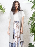 麻ポリ ロングジレ+TシャツSet/ベージュ