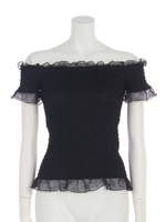 シャーリングレーストップス/ピンク