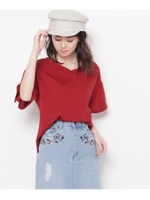 ボリュームスリーブバックリボンカットソー/ネイビー(093)