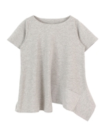 アシンメトリーヘムカットソープルオーバー/杢グレー