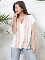 コットンFOLKLORE刺繍 ドルマントップス/柄B