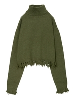 HIGH NECK KNIT TOP/カーキ