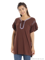 チロリアン使い袖フレアチュニック/クロ