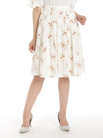 ブーケ花ミディスカート　2/レッド