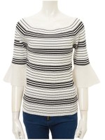 ボートネックランダムボーダートップス/ホワイト