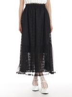 レースチュールマキシスカート/クロ