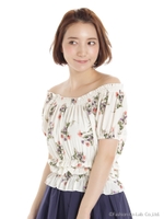 花柄フリルオフショルブラウス/イエロー