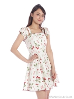 チェリー柄ワンピース/ホワイト