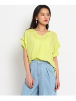 UVカット2WAYノーカラースキッパーシャツ/サックス(390)