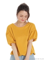 ふんわり袖バックリボントップス/ネイビー