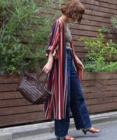 マルチストライプロングガウン