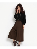 [L]ソフトフラノガウチョパンツ/ダークブラウン(043)