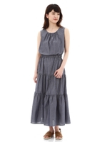 ティアードマキシワンピース/シャンブレーネイビー(120)