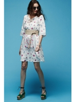 パネル柄ワンピース/ホワイト×ピンクフラワー1(031)