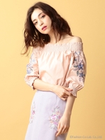 エンブロイダリーオフショルブラウス/ネイビー