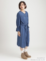 キュプラライトオンスデニムワンピース/ネイビー