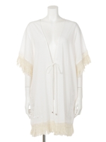 刺繍タッセル付ガウン/ホワイト