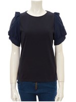 シフォンスリーブカットソー/ホワイト