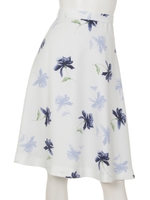 シャドーフラワー柄ミディスカート/ブルー