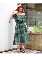 【ANAP】ペイズリー柄オフショルワンピース/レッド(025)