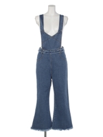 フリンジデニムサロペット/ブルー(019)