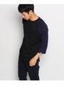 【ロング丈】レイヤード 異素材切替7分袖Tシャツ/ダークグレー(113)