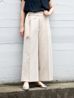 サイドサッシュベルトワイドパンツ/ピンクベージュ