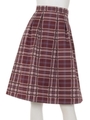 チェック柄タックフレアスカート/ボルドー