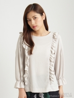 トリアセジョーゼットフリルブラウス/ベージュ