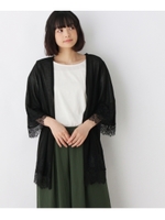 ヒゲレースミドル丈カーディガン/ブラック(019)