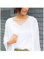 フリンジVネックリブニット タンクトップ/テラコッタ