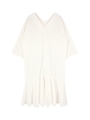 Vネックローウエストワンピース/ホワイト