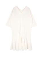 Vネックローウエストワンピース/ホワイト