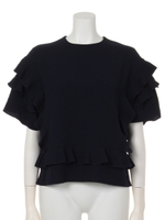 [GREED]CREPE WEAVE Flared Sleeve Blouse/RED