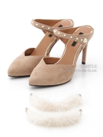 【R&E】パールorファーストラップ2WAYポインテッドトゥミュール/ベージュスエード