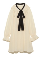 ボウタイフリルワンピース/OWHT