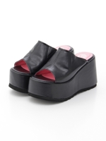 厚底ウエッジサンダル/ブラック