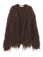 【sw】リボンヤーンボリュームカーディガン/ブラウン