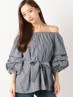 オフショル袖タックブラウス/シロ