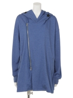 ライダース風変形パーカー/ブルー