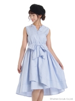 リボン付きフィッシュテールワンピース/ネイビー