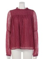 レースフリルネックブラウス/オフホワイト