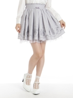 香水瓶柄刺繍スカート/ブルー