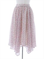 小花柄イレギュラ-ヘムスカート/ホワイト