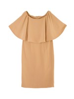 オフショルダーケープワンピース/ベージュ