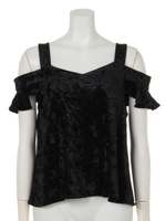 VELOUR OFF SHOULDER トップス/BLU