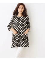 ドットジャージーチュニックワンピース/ネイビー(193)