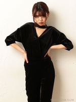 ベロアカシュクールトップス/ピンク